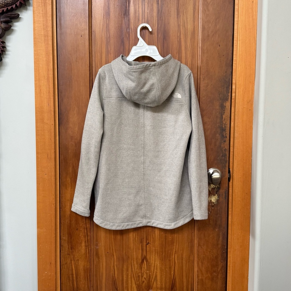 North Face Gray Button-Up Hoodie Light Grey Heather Collar Snaps Sweatshirt S/M - Picture 3 of 12